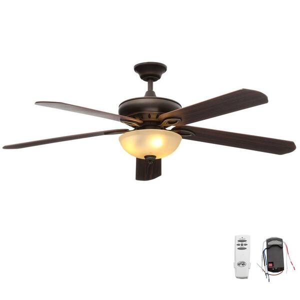 Hampton Bay Asbury 60 in. Indoor Oil-Rubbed Bronze Ceiling Fan with Light Kit and Remote Control