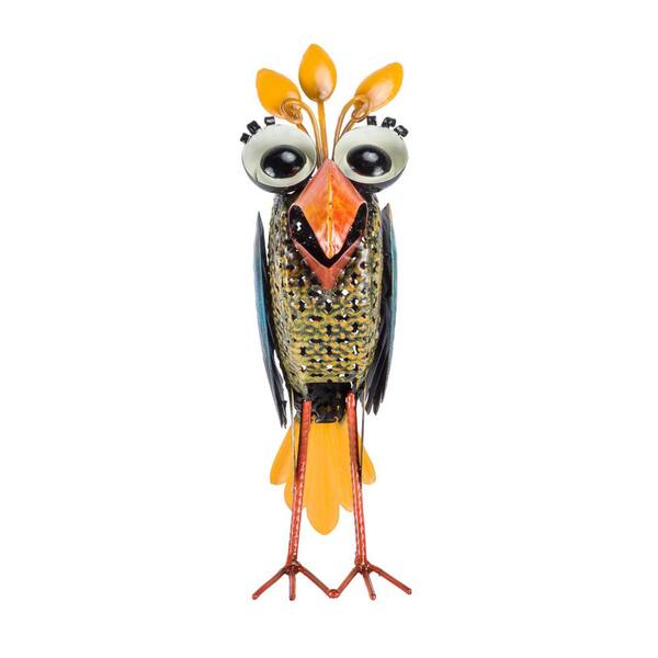 bird　 Alpine Corporation 12 in. Tall Outdoor Metal Wide-Eyed Bird