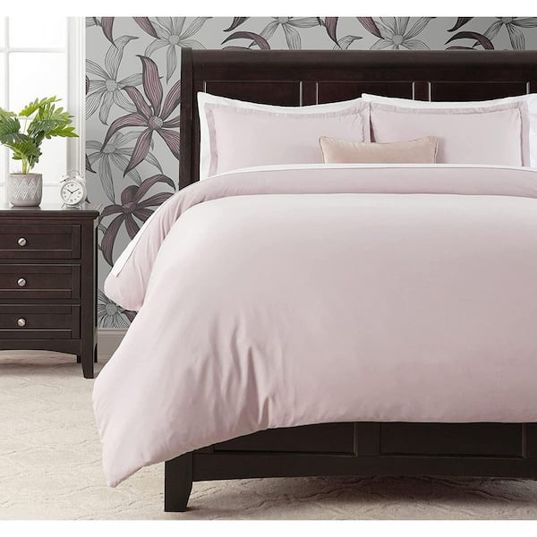 CHANASYA CHANASYA Solid Color Rose Dust Ultra Soft Bedding Microfiber Duvet Cover Set, Queen
