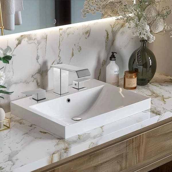 8 in. Widespread Double Handle Bathroom Faucet with Drain Kit Included in Nickel
