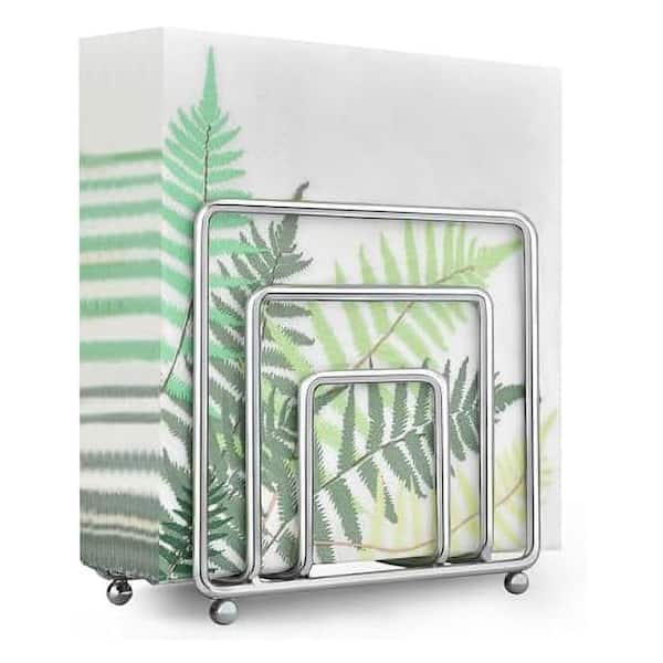 Modern Tabletop Silver Metal Napkin Holder Dispenser for Kitchen Countertop Cocktail Paper Napkins Indoor Outdoor Use