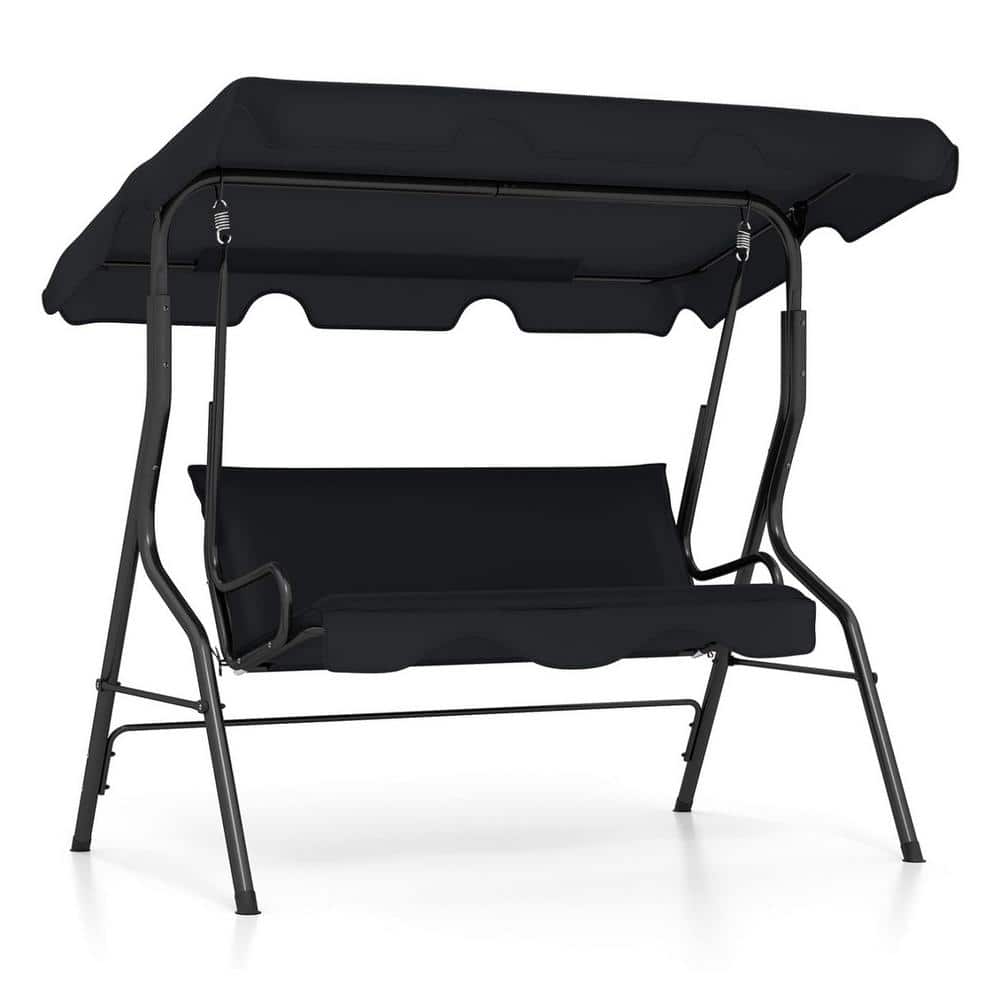 67.5 in. W Black 3 Person Patio Swing, Patio Swing with Removable Cushion a