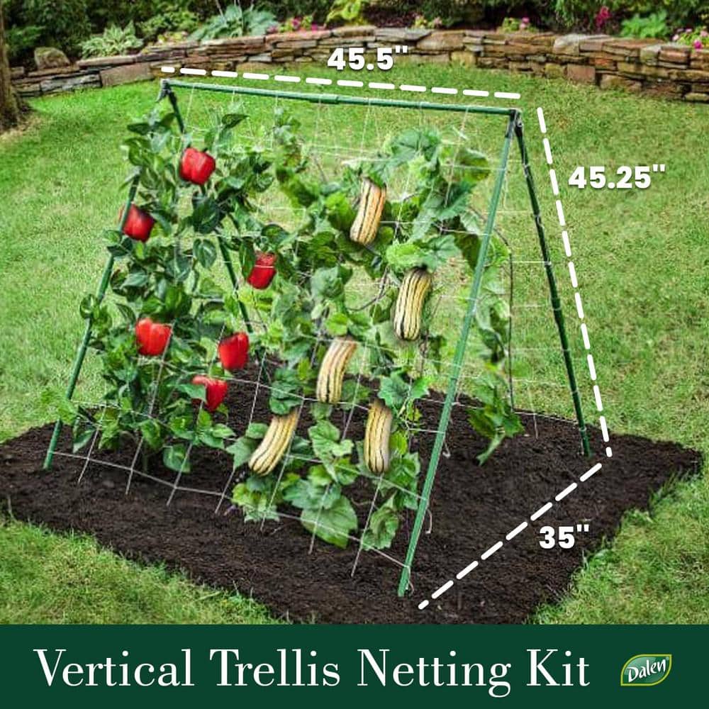 Green Plastic Vertical Trellis Kit with White Nylon Netting