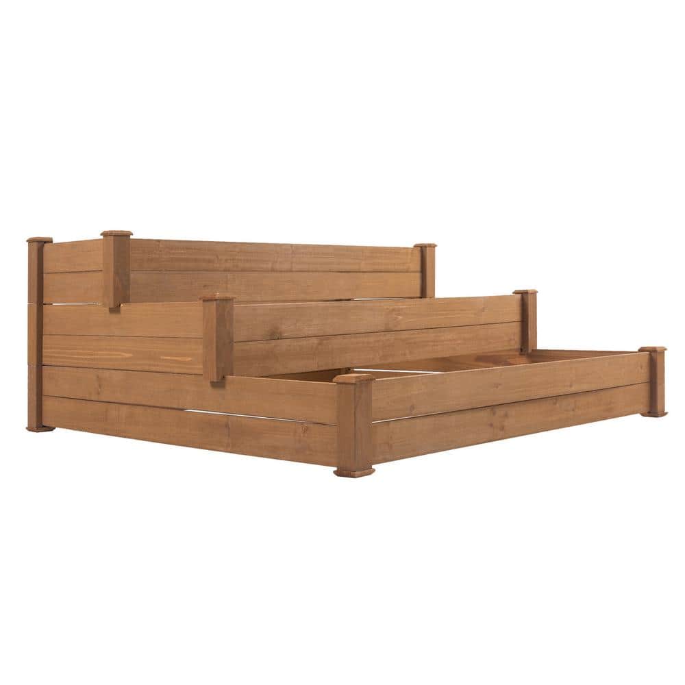 3-Tier Raised Garden Bed, 48.6 x 48.6 x 21in Wood Planter Box for Outdoor V
