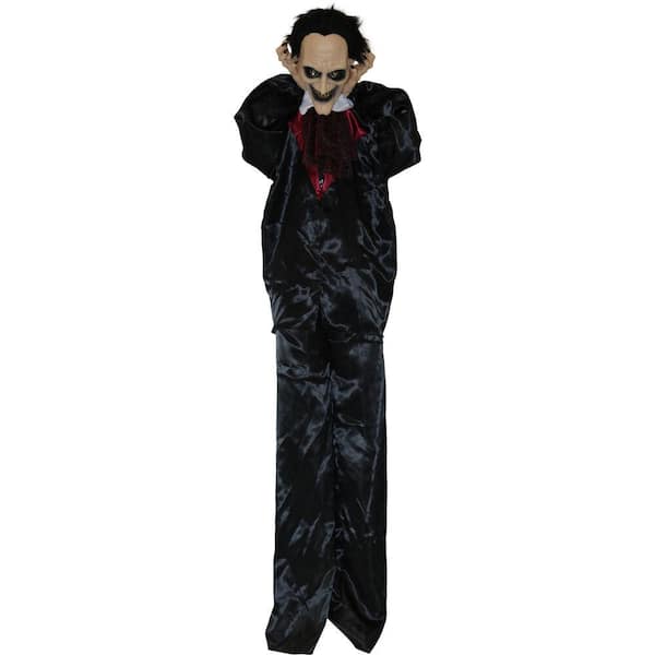 Haunted Hill Farm 67 in. Battery Operated Poseable Standing Vampire with Red LED Eyes Halloween Prop
