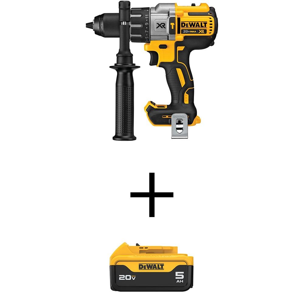 20V MAX Cordless Brushless 3-Speed 1/2 in. Hammer Drill and (1) 20V MAX Premium Lithium-Ion 5.0Ah Battery -  DEWALT, DCD996Bw5b