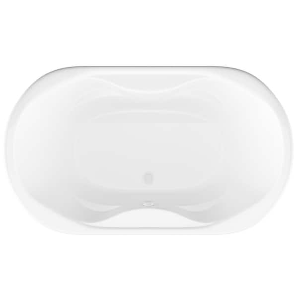 Ruby Series 71 in. x 41 in. Oval Soaking Bathtub with Center Drain and Marine Grade Acrylic in Glossy Smooth White