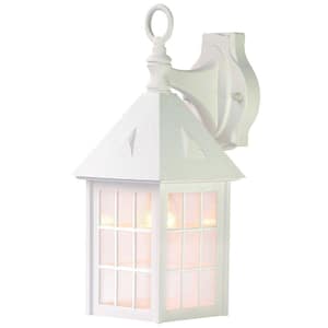 Outer Banks Collection 1-Light Textured White Outdoor Wall Lantern Sconce