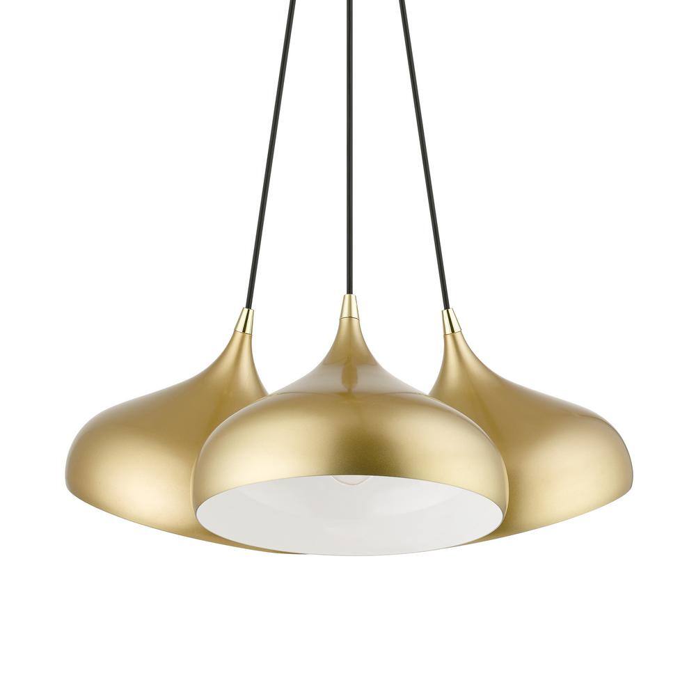 Soft Gold and Polished Brass 3-Light Cluster Pendant