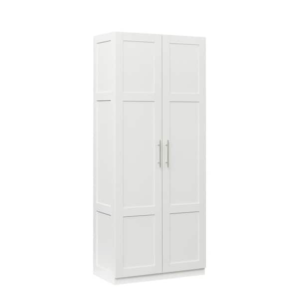 Unbranded 29.53 in. W x 15.75 in. D x 70.87 in. H White Linen Cabinet with 2 Doors and 3 Partitions