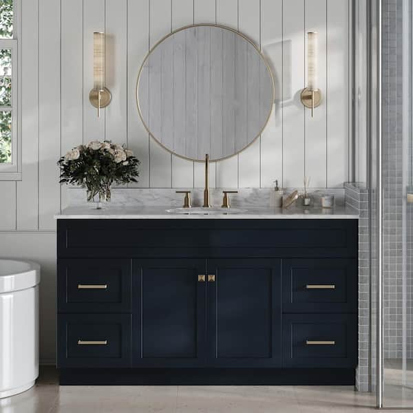 ARIEL Hamlet 61 in. W x 22 in. D x 35.5 in. H Vanity in Midnight Blue ...