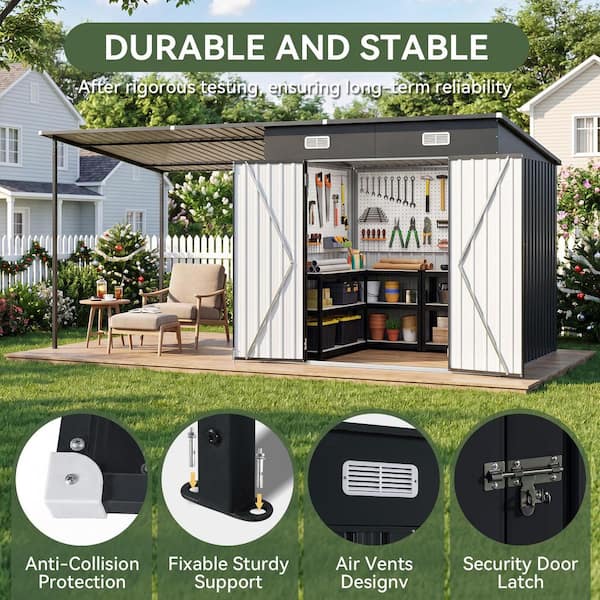 Sizzim 13.3 ft. W x 6 ft. D Lean to Metal Shed, 7 x 5.6 Outdoor