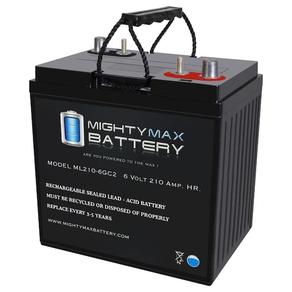 Mighty Max Battery 6V 210AH Dual Terminal SLA Replacement Battery Compatible with Camper Golf Cart RV Boat Solar Wind