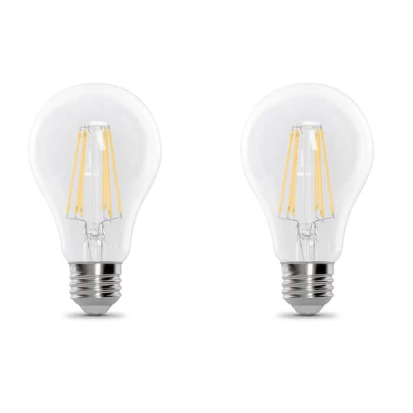 Feit Electric 60-Watt Equivalent A19 Dimmable CEC 90+ CRI Indoor Clear Glass LED Light Bulb, Soft White (2-Pack)