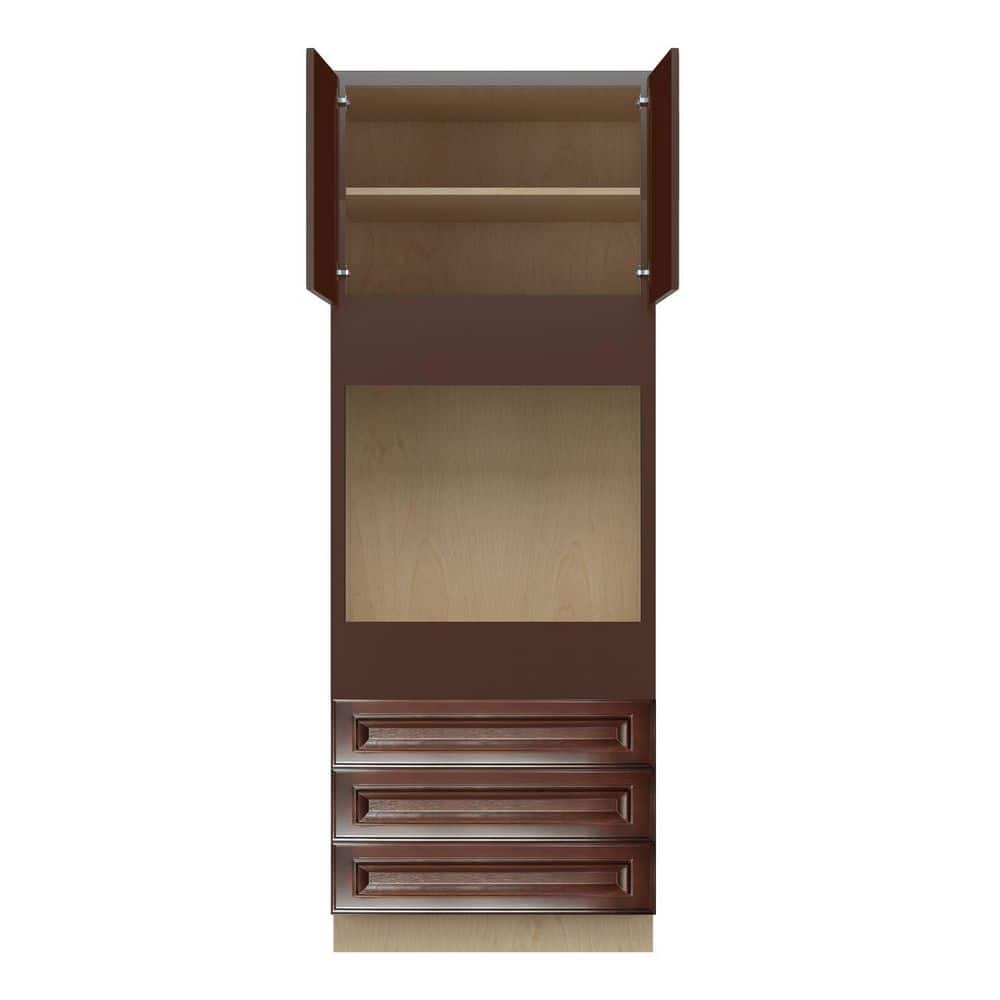 Charlotte Raised 33 in. W x 90 in. H x 24 in. D in Bordeaux Plywood Assembled Single Oven Cabinet