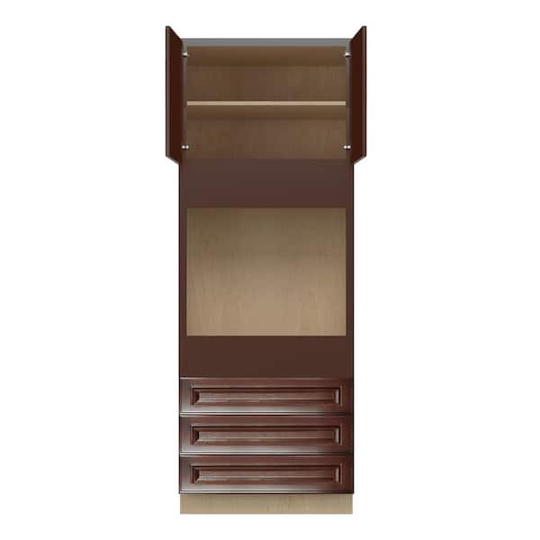 Charlotte Raised 33 in. W x 90 in. H x 24 in. D in Bordeaux Plywood Assembled Single Oven Cabinet