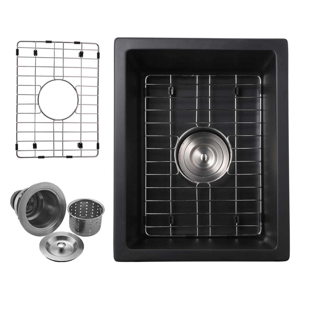 17.71 in. Undermount Single Bowl Black Quartz Kitchen Sink with Bottom Grid. price history on PriceWatchPro