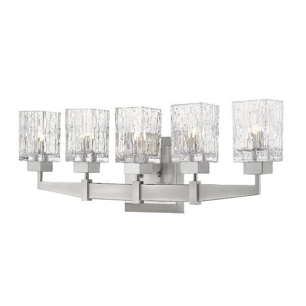 Unbranded Rubicon 36 in. 5-Light LED Brushed Nickel Vanity Light with Clear Glass