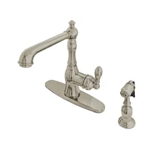 American Classic Single-Handle Standard Kitchen Faucet with Side Sprayer in Brushed Nickel