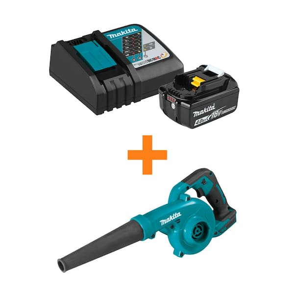 18V LXT Lithium-Ion High Capacity Battery Pack 4.0Ah with Fuel Gauge and Charger Starter Kit with 18V LXT Blower