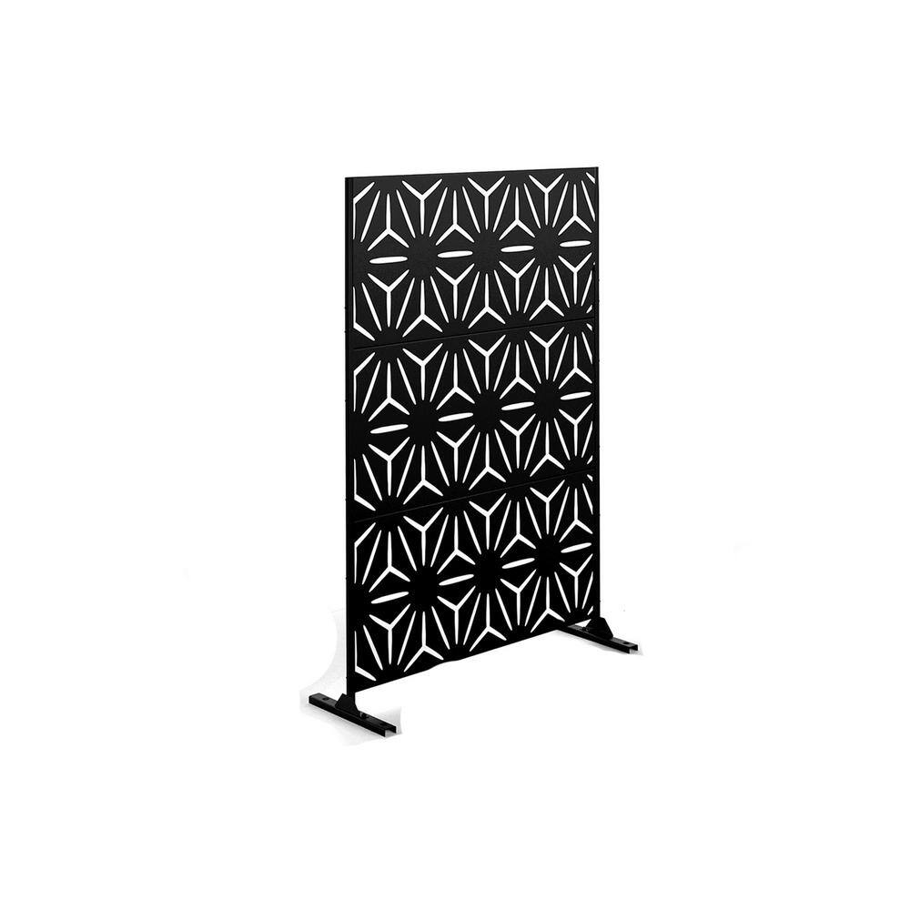 6.5 ft. H x 4 ft. W Laser Cut Metal Privacy Screen in Black, 3 panels