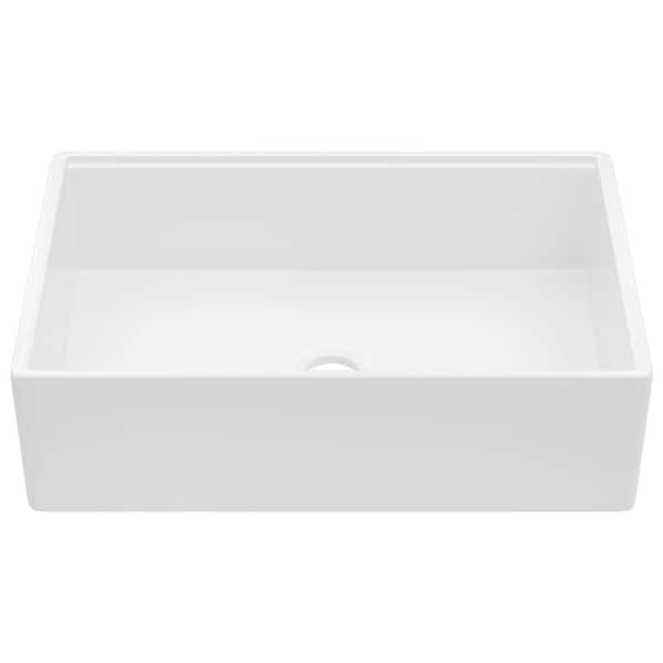 DEERVALLEY White Fireclay 33 in. Single Bowl Farmhouse Apron Workstation Kitchen Sink with Accessories