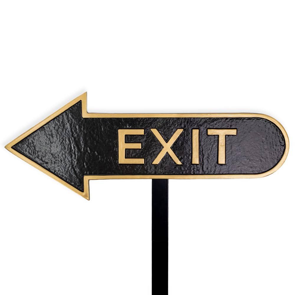 "6"" x 15.5"" Left Arrow Exit Statement Plaque Sign with Lawn Stakes-Black/Gold" price history on PriceWatchPro