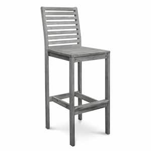 49 in. Gray Indoor Outdoor Bar Height Chair with Footrest