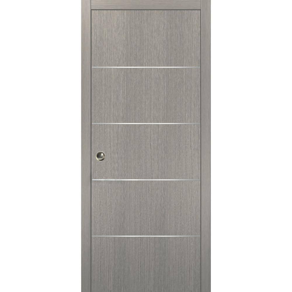 Assemble Required 32 in. x 96 in. 1-Panel Gray Ash Finished Solid Wood with Honeycomb Sliding Door with Hardware price history on PriceWatchPro