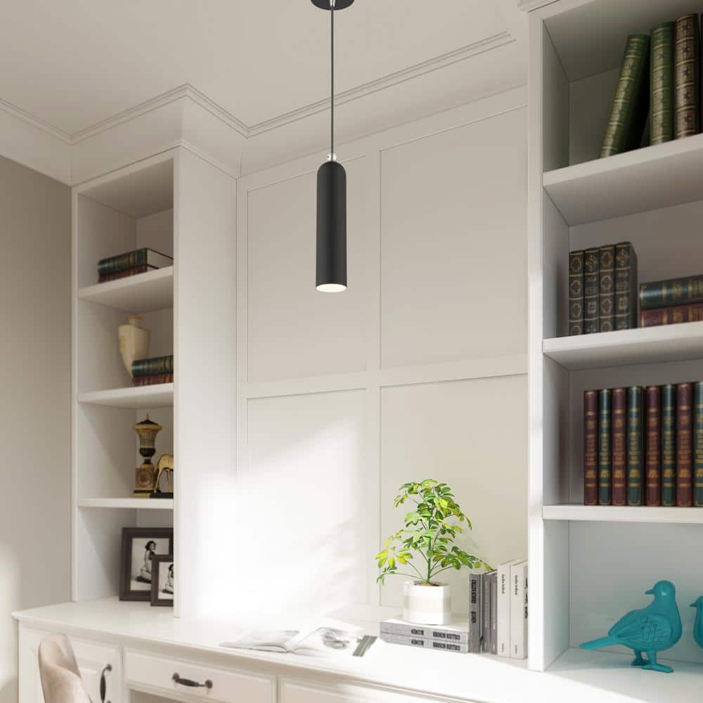 Ardmore Contemporary Black Brass LED Drum Pendant Light