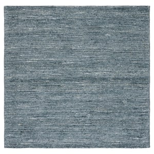 Himalaya Blue/Gold 7 ft. x 7 ft. Solid Color Square Area Rug