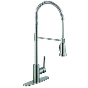 1200 Series Single Handle Pull Down Sprayer Kitchen Faucet in Stainless Steel