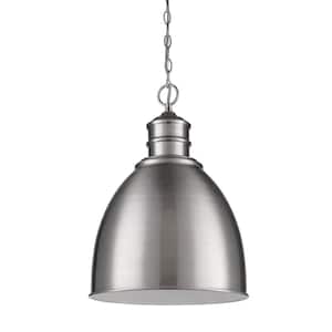 Colby 1-Light Indoor Satin Nickel Pendant with Metal Shade