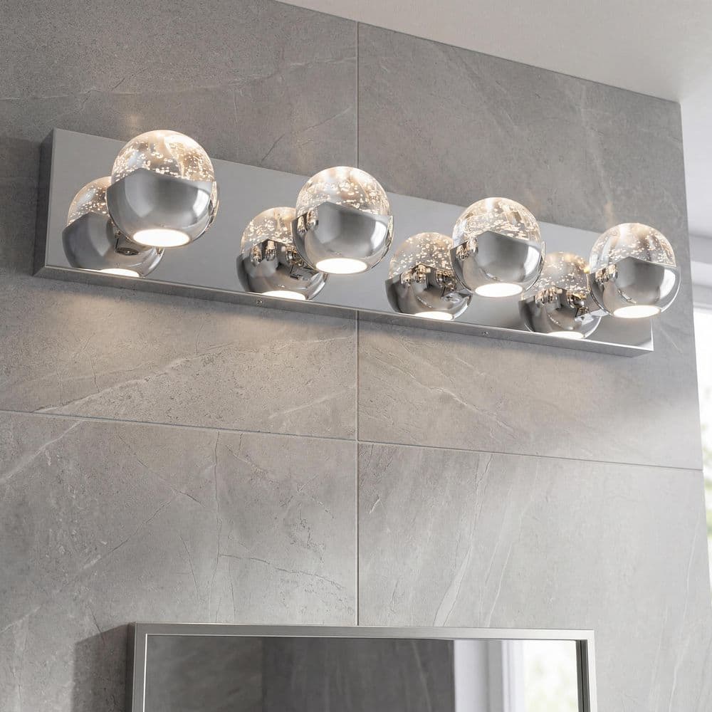 Artika Oracle 27 in. 4 Light Chrome Modern Integrated LED 5 CCT