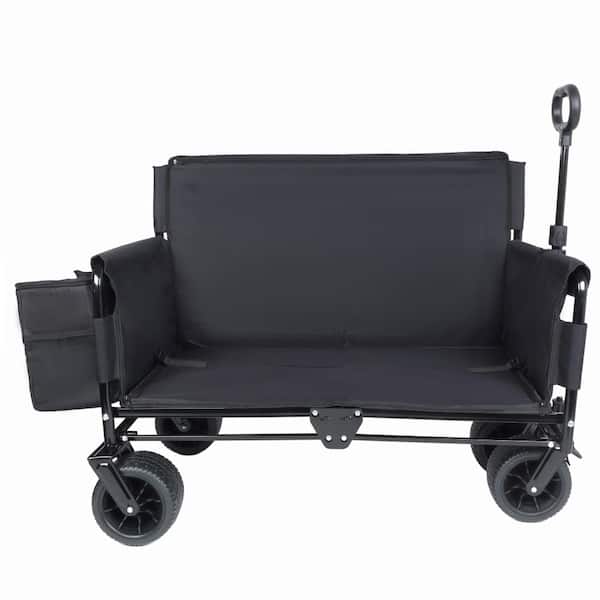 3-in-1 Folding Wagon with Bench & Ice Pack, 500lbs, 180L, Black