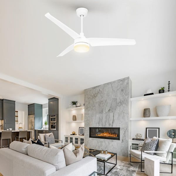 Attis 52 in. Integrated LED Indoor White Smart Ceiling Fan with Light and Remote, Works with Alexa and Google Home