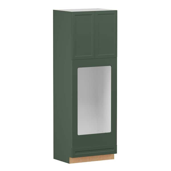 Designer Series Melvern 33 in. W x 24 in. D x 96 in. H Assembled Shaker Double Oven Kitchen Cabinet in Forest