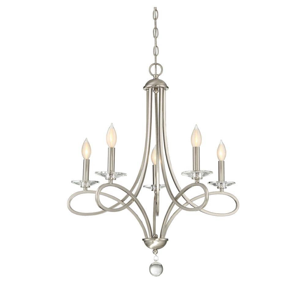 Savoy House 26 in. W x 29 in. H 5-Light Brushed Nickel Chandelier with ...