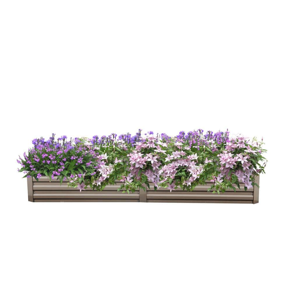 OVASTLKUY 8 ft. x 2 ft. Gray Metal Raised Garden Bed MAOB-RGB005 - The ...