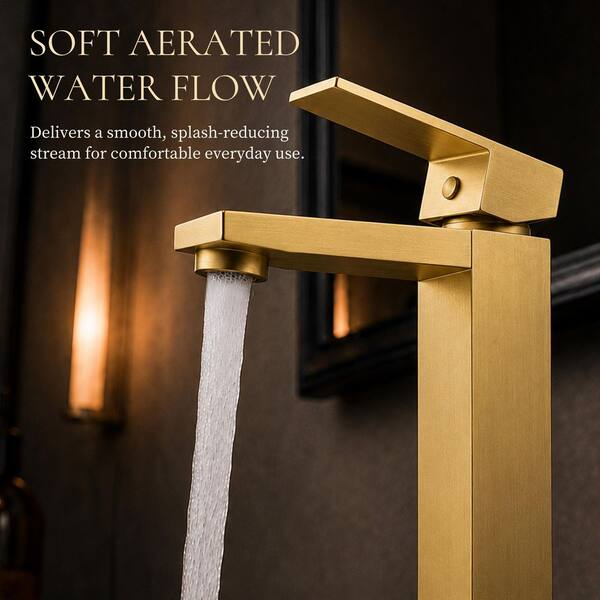 BWE Single Hole Single-Handle Bathroom Faucet in Brushed Gold A