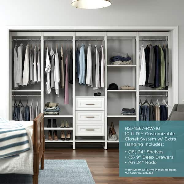 Closets By Liberty 113 In W White, Wardrobe With Shelves And Drawers