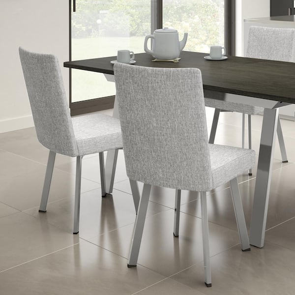 Amisco Elmira Grey White Polyester / Metallic Grey Metal Dining Chair