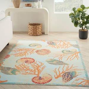 Sun N' Shade Light Blue 5 ft. x 8 ft. All-over design Contemporary Indoor/Outdoor Area Rug
