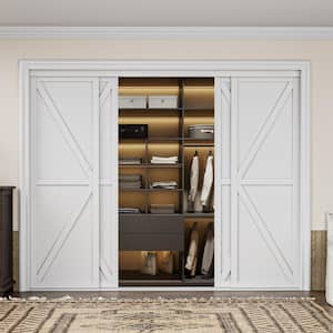 96 in. x 80 in. K Shape White Solid Core Finished MDF Closet Interior Sliding Door with Hardware
