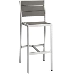 Shore Patio Aluminum Armless Outdoor Bar Stool in Silver Gray