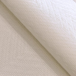 Herringbone Paperweave White Non-Pasted Textured Grasscloth Wallpaper, 72 sq. ft.