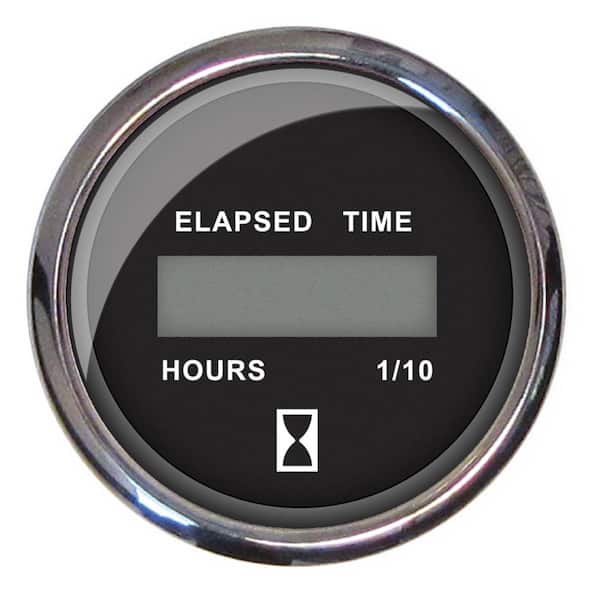 Faria Chesapeake Stainless Steel Digital Hourmeter (12-32 VDC) - 2 in., Black