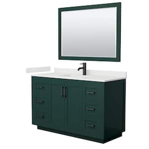 Miranda 54 in. W x 22 in. D x 33.75 in. H Single Bath Vanity in Green with White Quart Top and 46 in. Mirror