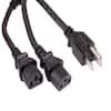 3FT Power Y Splitter Cord – NEMA 5-15P To Two IEC320 C13 Connectors For Double Outlet