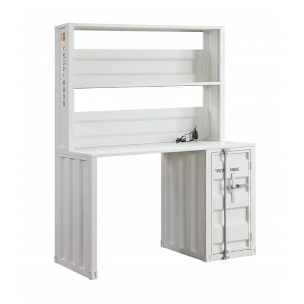 HomeRoots 47 in. Rectangular White Metal Writing Desk